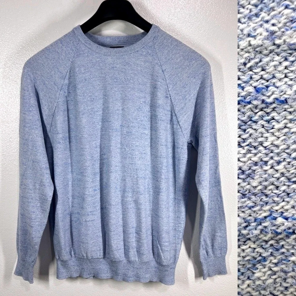 J.Crew Cotton Crewneck Sweater Long Sleeve Casual Blue Knit Pullover Medium
